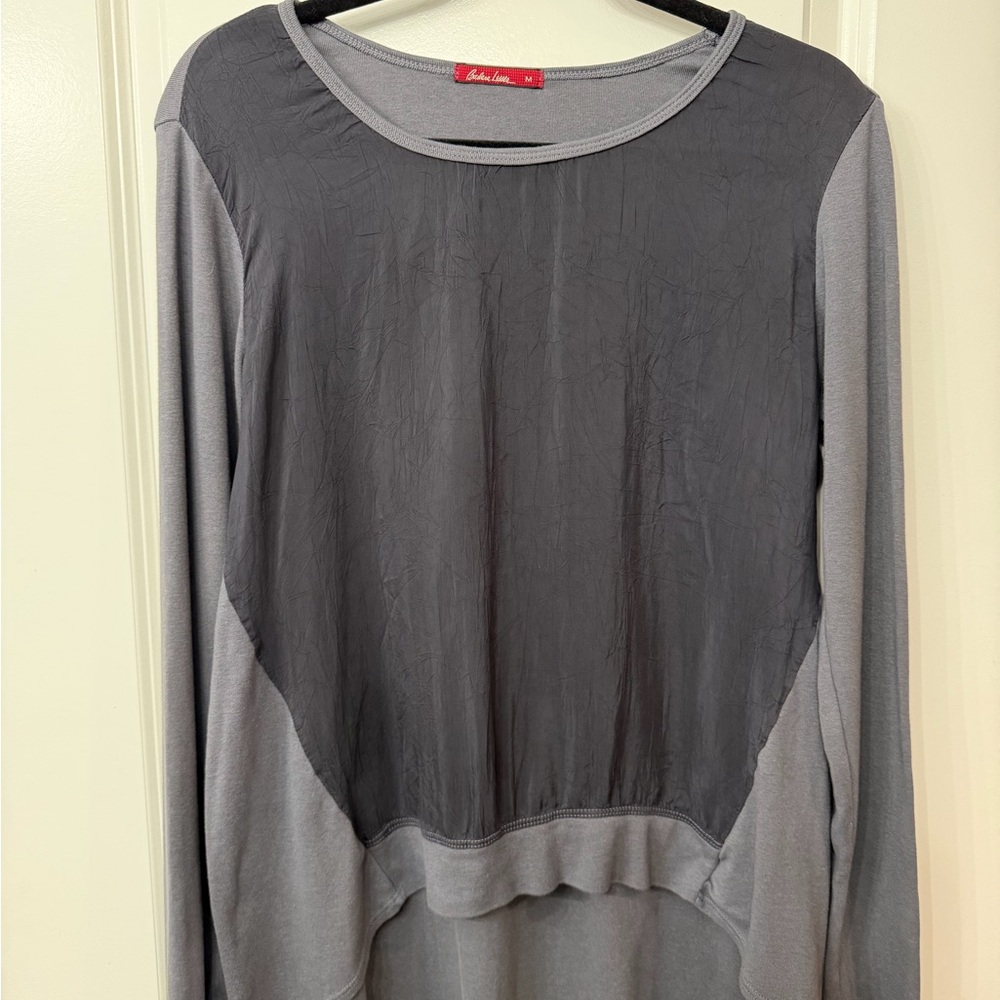 Barbara Lesser Two-Tone Gray Long Sleeve Top